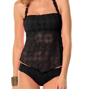 Becca Rebecca Virtue Crochet Black Swimsuit Size 1X